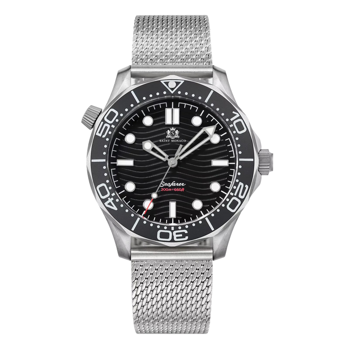 DIVER 007 — Mesh Black Wave / Enamel Wave Dial
