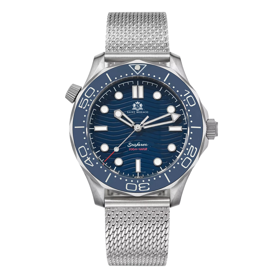 DIVER 007 — Mesh Blue Wave / Enamel Wave Dial